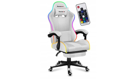 FOTEL GAMINGOWY Obrotowy KUBEŁKOWY RGB LED PILOT