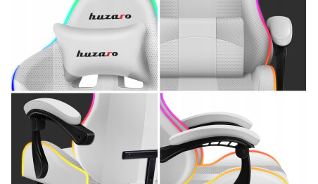 FOTEL GAMINGOWY Obrotowy KUBEŁKOWY RGB LED PILOT