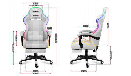 FOTEL GAMINGOWY Obrotowy KUBEŁKOWY RGB LED PILOT