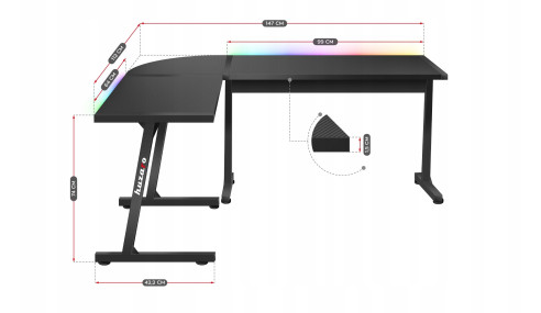 BIURKO GAMINGOWE KOMPUTEROWE NAROŻNE GRACZA PILOT