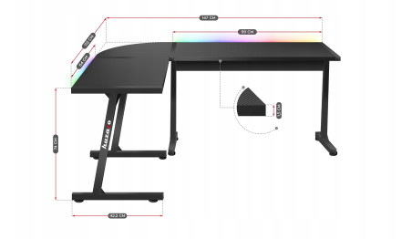 BIURKO GAMINGOWE KOMPUTEROWE NAROŻNE GRACZA PILOT