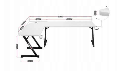 BIURKO GAMINGOWE KOMPUTEROWE NAROŻNE GRACZA HUZARO