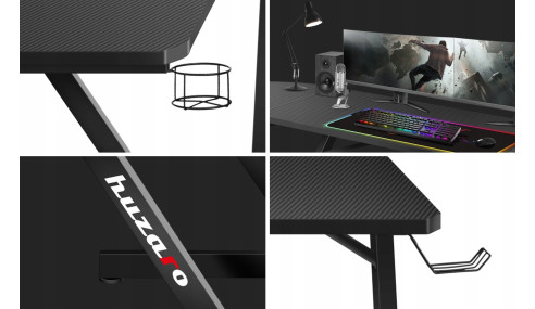 BIURKO GAMINGOWE KOMPUTEROWE NAROŻNE GRACZA HUZARO