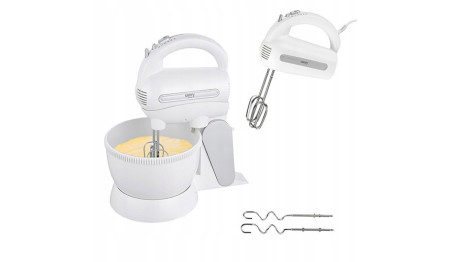 Mikser Ręczny z Misą Obrotową 4 Końcówki 600W