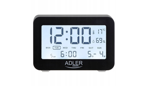 ZEGAR Elektroniczny CZARNY STACJA TEMPERATURA BUDZ