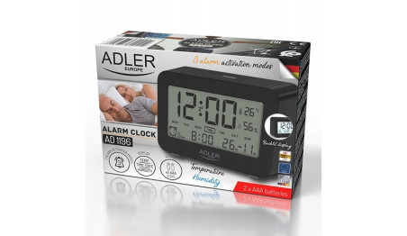 ZEGAR Elektroniczny CZARNY STACJA TEMPERATURA BUDZ