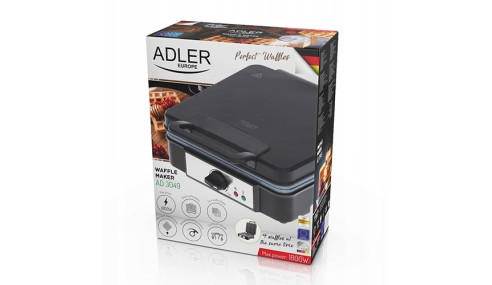 Gofrownica Duża Moc 1800W 4 Gofry Na Raz Adler