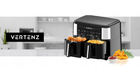 FRYTKOWNICA BEZTŁUSZCZOWA 2 kosze FRYTOWNICA 9L 2600W XXL DUAL COOK Vertenz