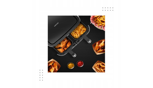 FRYTKOWNICA BEZTŁUSZCZOWA 2 kosze FRYTOWNICA 9L 2600W XXL DUAL COOK Vertenz