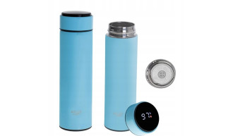 KUBEK TERMICZNY TERMOS DUŻY na kawę herbatę LED dotykowy niebieski