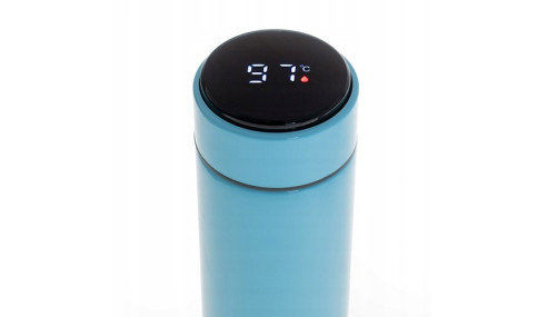 KUBEK TERMICZNY TERMOS DUŻY na kawę herbatę LED dotykowy niebieski