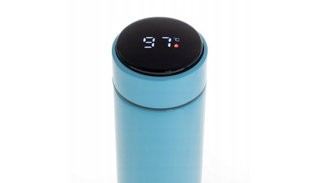 KUBEK TERMICZNY TERMOS DUŻY na kawę herbatę LED dotykowy niebieski