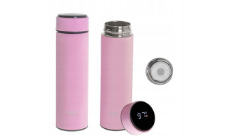 KUBEK TERMICZNY TERMOS DUŻY na kawę herbatę LED dotykowy różowy