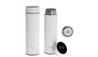 KUBEK TERMICZNY TERMOS DUŻY na kawę herbatę LED dotykowy biały