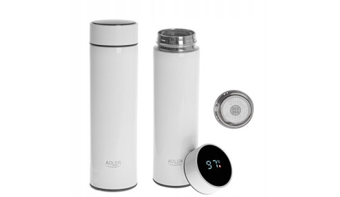 KUBEK TERMICZNY TERMOS DUŻY na kawę herbatę LED dotykowy biały