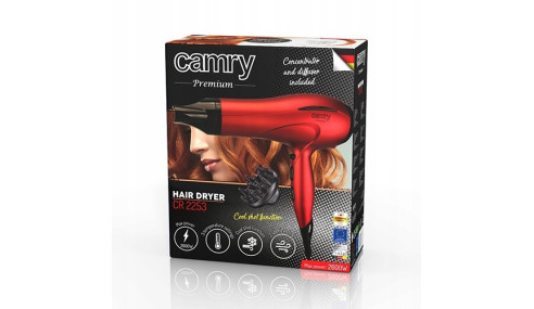 Suszarka Do Włosów Czerwona 2400W + Dyfuzor