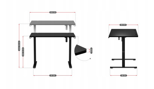 BIURKO GAMINGOWE ELEKTRYCZNE KOMPUTEROWE STOLIK DLA GRACZA REGULACJA HUZARO