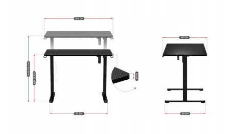 BIURKO GAMINGOWE ELEKTRYCZNE KOMPUTEROWE STOLIK DLA GRACZA REGULACJA HUZARO
