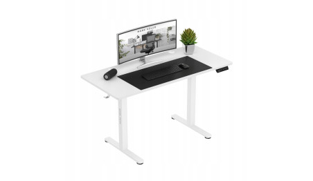 BIURKO GAMINGOWE ELEKTRYCZNE KOMPUTEROWE STOLIK DLA GRACZA REGULACJA BIAŁE