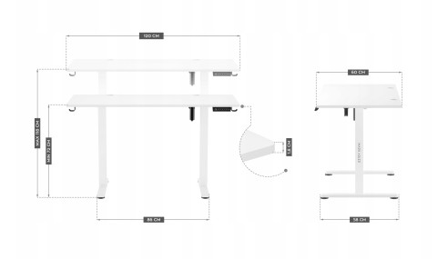 BIURKO GAMINGOWE ELEKTRYCZNE KOMPUTEROWE STOLIK DLA GRACZA REGULACJA BIAŁE