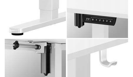 BIURKO GAMINGOWE ELEKTRYCZNE KOMPUTEROWE STOLIK DLA GRACZA REGULACJA BIAŁE