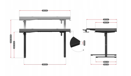 BIURKO GAMINGOWE ELEKTRYCZNE KOMPUTEROWE STOLIK DLA GRACZA REGULACJA HUZARO