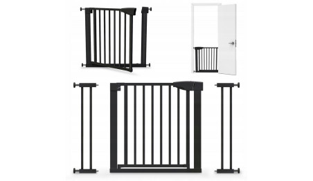 BARIERKA ZABEZPIECZAJĄCA BRAMKA ROZPOROWA OCHRONNA NA SCHODY I DRZWI CZARNA