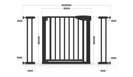 BARIERKA ZABEZPIECZAJĄCA BRAMKA ROZPOROWA OCHRONNA NA SCHODY I DRZWI CZARNA