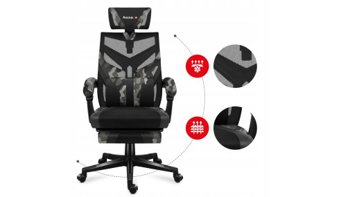 FOTEL GAMINGOWY obrotowy komputerowy biurowy PODNÓŻEK Krzesło dla Gracza