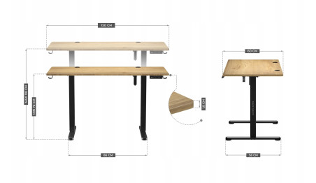 BIURKO GAMINGOWE ELEKTRYCZNE KOMPUTEROWE STOLIK DLA GRACZA REGULACJA