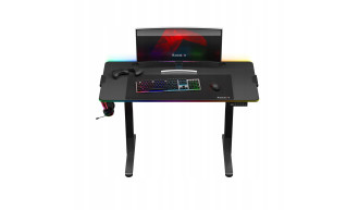 BIURKO GAMINGOWE ELEKTRYCZNE KOMPUTEROWE RGB STOLIK GRACZA REGULACJA HUZARO 2