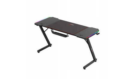 Biurko Gamingowe Komputerowe Gracza Stolik Biurowy RGB LED Podkładka Huzaro