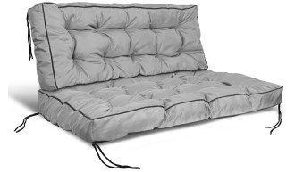 Poduszka ogrodowa z wysokim bokiem 120/80 cm + 120/40 cm na ławkę palety wodoodporna szara