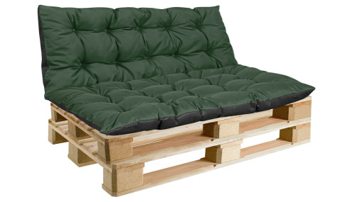 Poduszka ogrodowa 120/80 cm + 120/40 cm na ławkę palety wodoodporna zielona