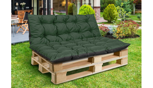 Poduszka ogrodowa 120/80 cm + 120/40 cm na ławkę palety wodoodporna zielona