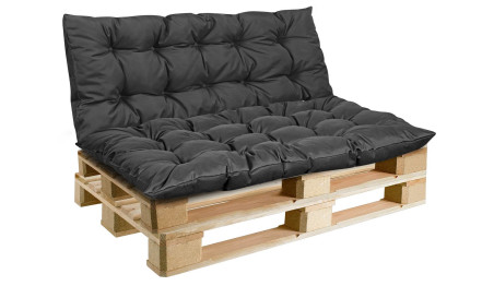 Poduszka ogrodowa 120/80 cm + 120/40 cm na ławkę palety wodoodporna czarna