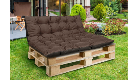 Poduszka ogrodowa 120/80 cm + 120/40 cm na ławkę palety wodoodporna brązowy