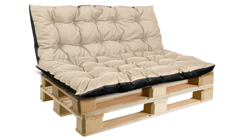 Poduszka ogrodowa 120/80 cm + 120/40 cm na ławkę palety wodoodporna beżowy