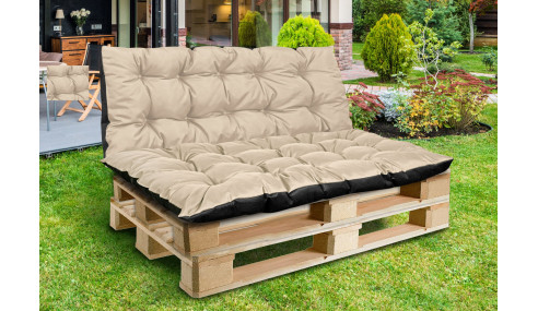 Poduszka ogrodowa 120/80 cm + 120/40 cm na ławkę palety wodoodporna beżowy