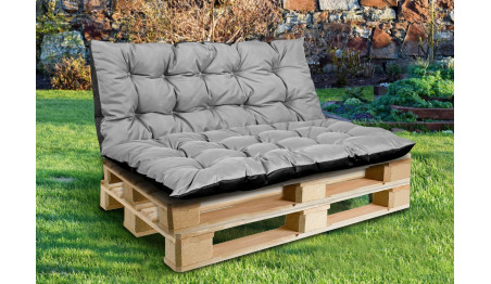 Poduszka ogrodowa 120/80 cm + 120/40 cm na ławkę palety wodoodporna szara