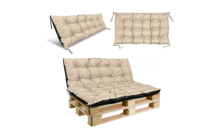 Poduszka ogrodowa 120/80 cm + 120/40 cm na ławkę palety wodoodporna beżowy