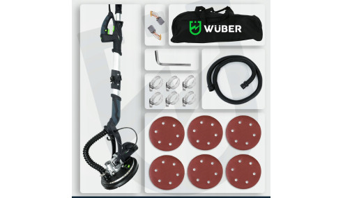 SZLIFIERKA ŻYRAFA DO GIPSU GŁADZI TYNKÓW Z ODSYSEM LED 360st 6xPAPIER TORBA