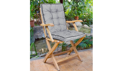 Poduszka ogrodowa na krzesło wysoki bok z lamówką 50x50x80 cm ciemnoszara