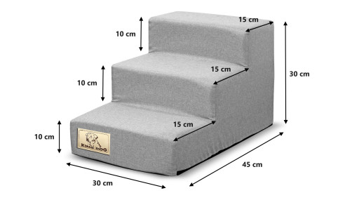 Schody 3 stopniowe rozbieralne, antyslip 45x30x30 cm len szary