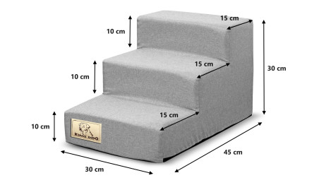 Schody 3 stopniowe rozbieralne, antyslip 45x30x30 cm len szary