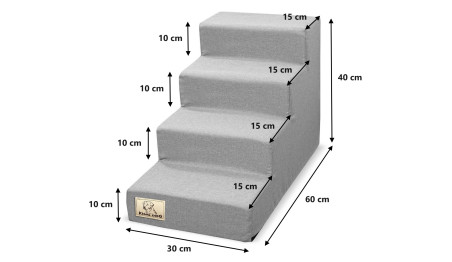 Schody 4 stopniowe rozbieralne, antyslip 60x40x30 cm len szary