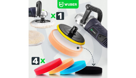 POLERKA SAMOCHODOWA SZLIFIERKA Z REGULACJĄ OBROTÓW + ZESTAW GĄBEK + FILC