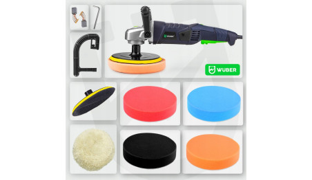 POLERKA SAMOCHODOWA SZLIFIERKA Z REGULACJĄ OBROTÓW + ZESTAW GĄBEK + FILC