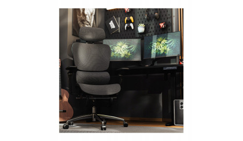 FOTEL GAMINGOWY ERGONOMICZNY KRZESŁO GRACZA KOMPUTEROWE PODNÓŻEK HUZARO