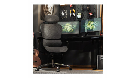 FOTEL GAMINGOWY ERGONOMICZNY KRZESŁO GRACZA KOMPUTEROWE PODNÓŻEK HUZARO